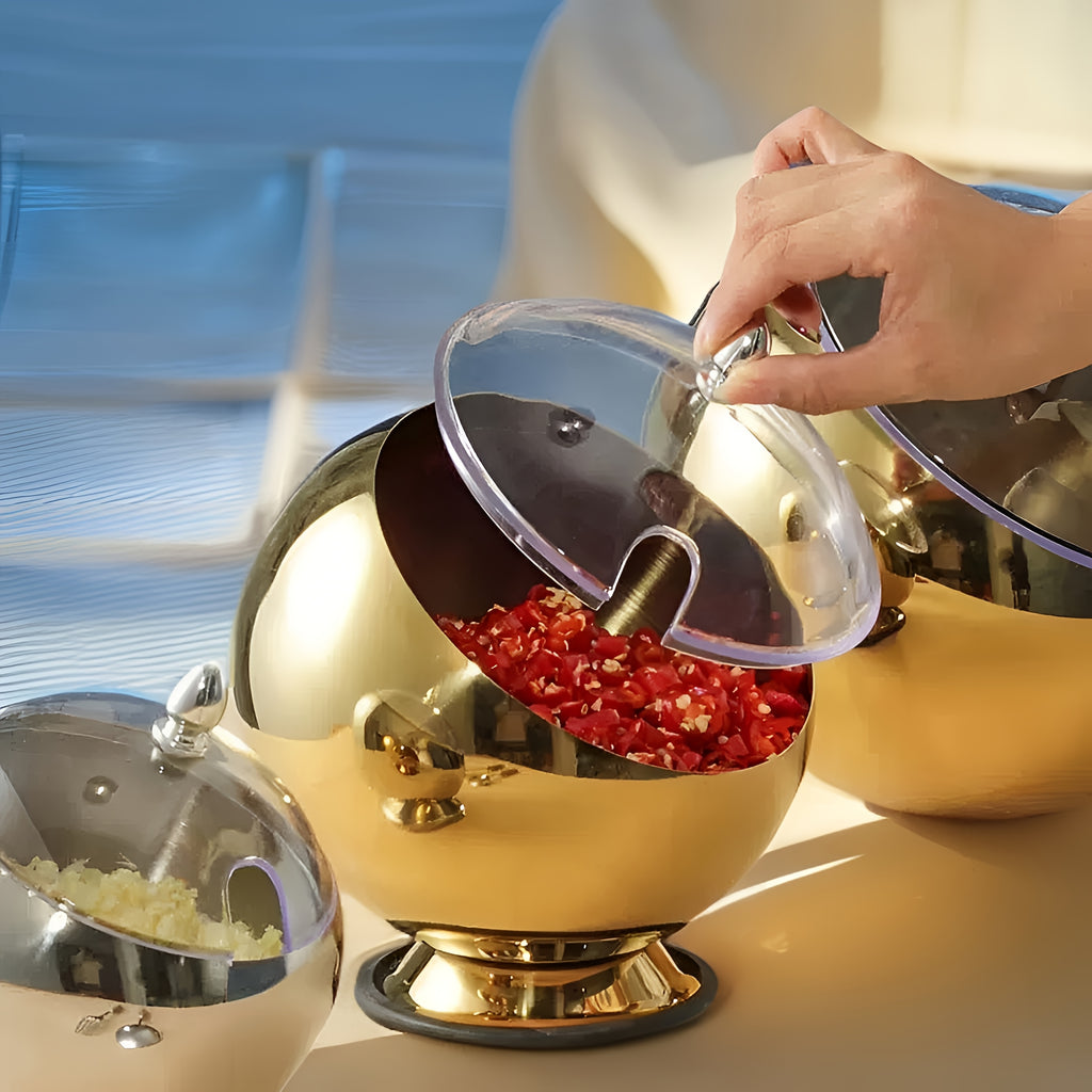 Stainless Steel Slanted Edge Bowl with Base and Lid - Aesthetic Serving Bowl for Condiments, Spices, and Nuts - Food-Safe, Durable, and Versatile for Home and Restaurant Use, Restaurant Tableware | Modern Kitchenware | Durable Kitchen Item