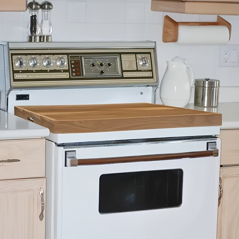 Easy-Access Home Storage Organizer – space-saving everyday organization, Wood Gas Stove Cover Board-Acacia Wood Serving Tray with Handles - Perfect for Breakfast, designed for American homes, daily convenience and practical gifting