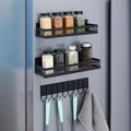 Heavy-Duty 2/3/4pcs Adjustable Home Storage Rack – durable multi-purpose storage, 2 3 4pcs Magnetic Spice Rack for Microwave Refrigerator Washing Machines Black Magnetic Shelf, designed for American homes, daily convenience and practical gifting