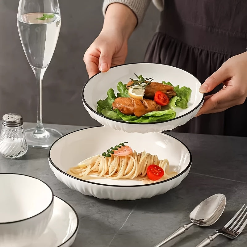Modern 6pcs Kitchen Cookware Set – versatile meal preparation, 6pcs 7-Inch Round Ceramic Plates Suitable for Pasta Salad Sushi Desserts - Elegant White, designed for American homes, daily convenience and practical gifting