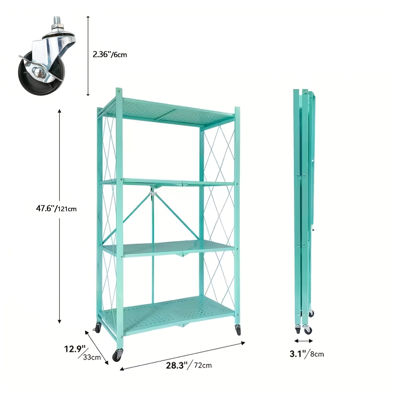 Storage Rack – 5 4 3-Tier Heavy-Duty Folding Storage Rack With Wheels - Portable Multi-Layer