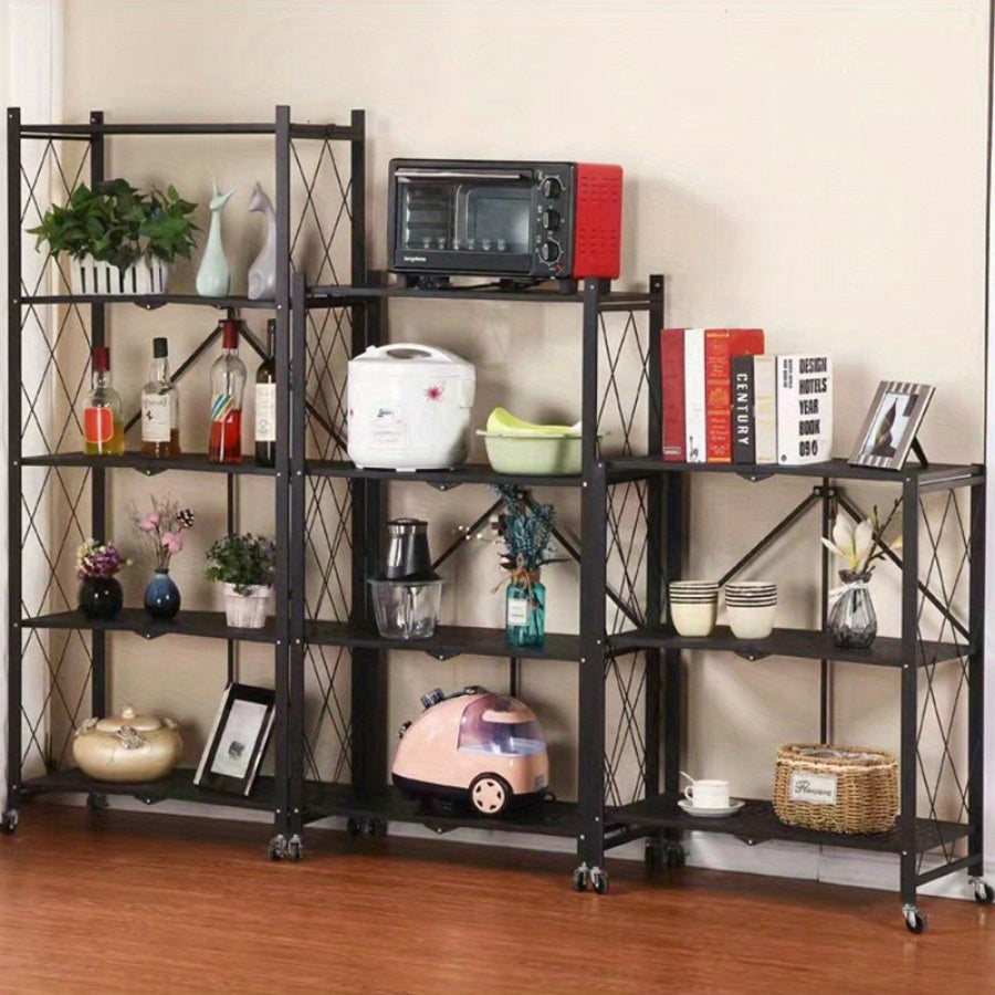 Premium Adjustable Home Storage Rack – durable multi-purpose storage, 3 4 5 Layer Storage Rack No Installation Folding Storage Rack with Wheels Can, designed for American homes, daily convenience and practical gifting