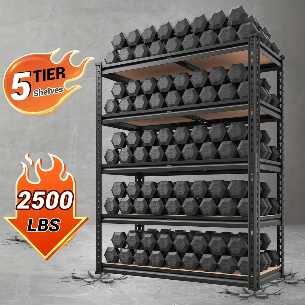 40''W Garage Shelving 2500LBS Storage Shelves Heavy Duty Shelving 72''H 5 Tier Metal Shelves for Garage Shelves Adjustable Shelving Units And Storage for Closet Pantry Shelf, 40"W X 72"H X 20"D. Storage and Organization
