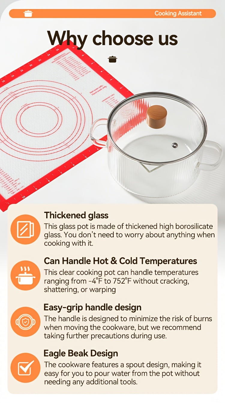 [2-Pack] Stovetop Safe Ribbed Glass Pots with Lids, 78Oz & 54Oz Saucepan for Soup Ramen Milk, Heat Resistant Borosilicate Cookware