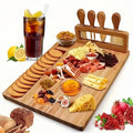 Compact Home Storage Organizer – space-saving everyday organization, Bamboo Charcuterie Board Set with 4 Stainless Steel Knives Magnetic Holder - Large Divided, designed for American homes, daily convenience and practical gifting