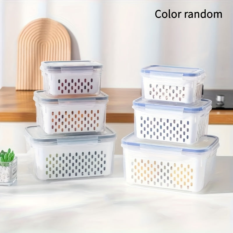 Versatile 6pcs Airtight Food Storage Containers – leak-resistant reusable meal prep, 6pcs 2 Crisperboxes 2 Drainbaskets 2-piecelid BPA-Free Plastic Food Storage Containers Set WithDrain Baskets, designed for American homes, daily convenience and prac