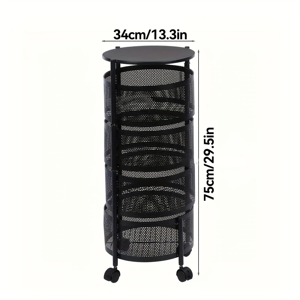 Premium Adjustable Home Storage Rack – durable multi-purpose storage, Rotatable Multi-layer Circular Storage Rack Mobile Storage Cart Round Floor-standing Multi-layer Rotatable Vegetable Basket, designed for American homes, daily convenience and prac