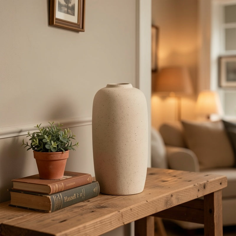 New Style, Rustic Ceramic Vase Small Flower Bud- Perfect Farmhouse Decor for Living Room, Shelves, Tables, Bookshelves, Mantels, and Entryways