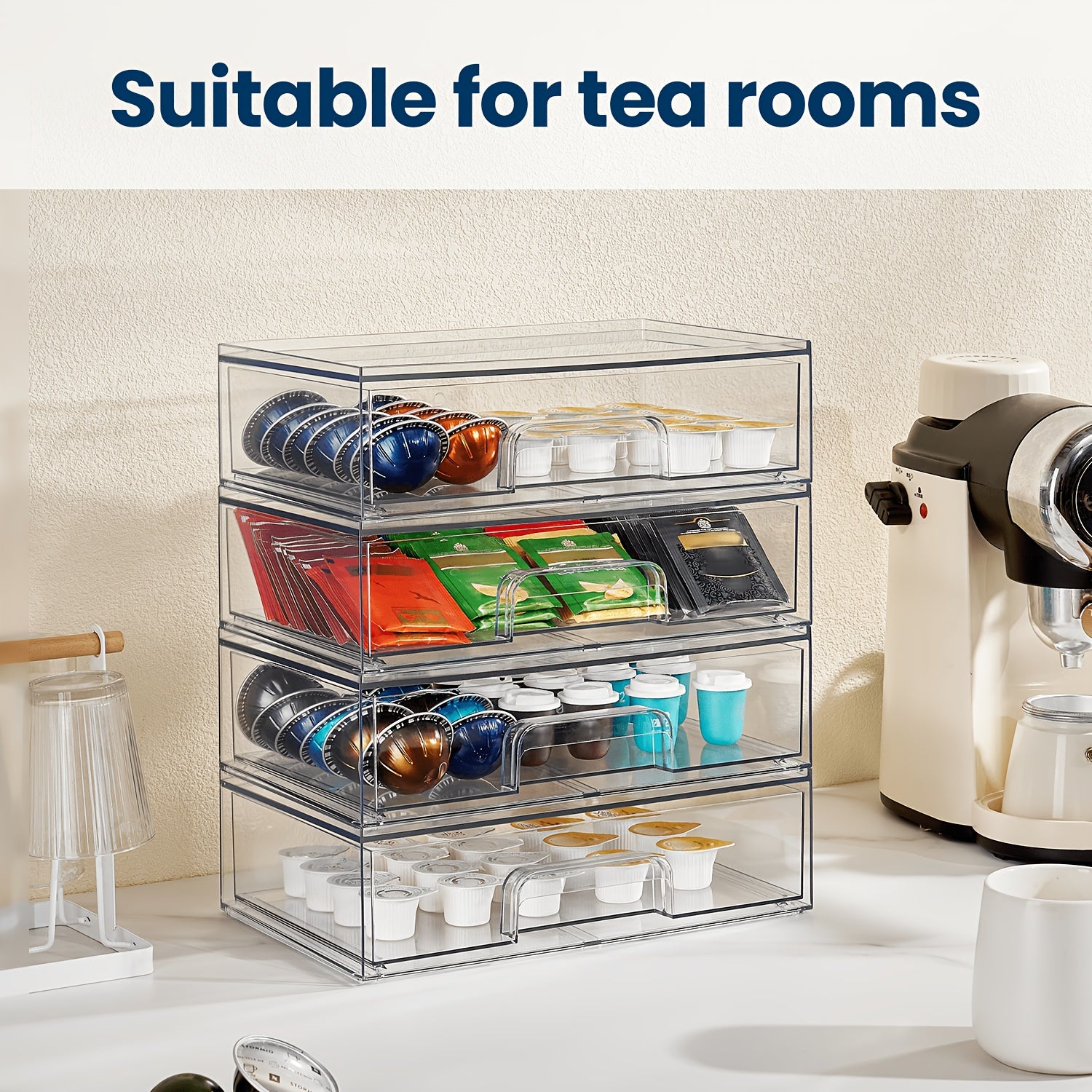 7.5"D X 12.1"W X 3.5"H Table And Drawer Storage, 2-Pack Clear Stackable Storage Drawers, Acrylic Plastic Organizer Bins, Ideal for Desk Organization, Desk & Drawer Organizer for Home Storage