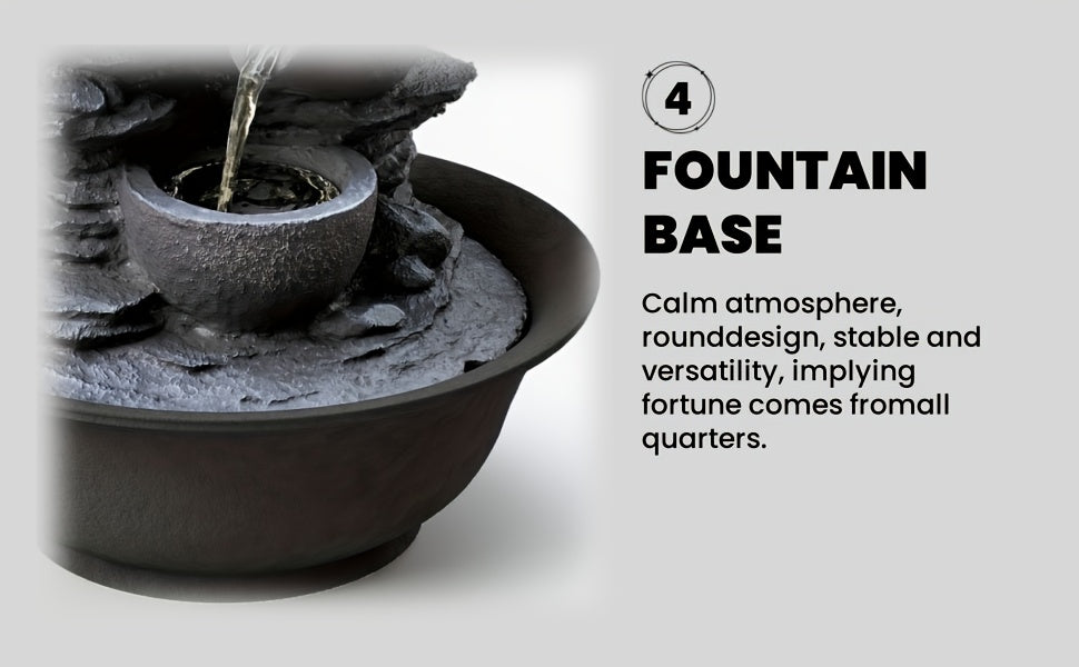 Ambient Home Decor – 1pc Resin Tabletop Fountain, Indoor Waterfall Fountains with LED Light - Plug, Realistic Rock Design for Soothing Ambiance in Bedrooms, Living Rooms, Offices Or Meditati