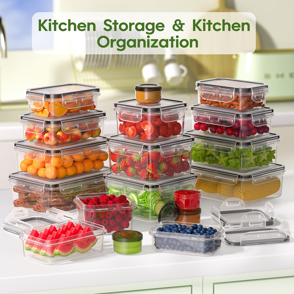 Compact 48pcs Airtight Food Storage Containers – leak-resistant reusable meal prep, 48pcs set Food Storage Container Set Crisper Easy Fix Lids 24 Lids 24 Containers, designed for American homes, daily convenience and practical gifting