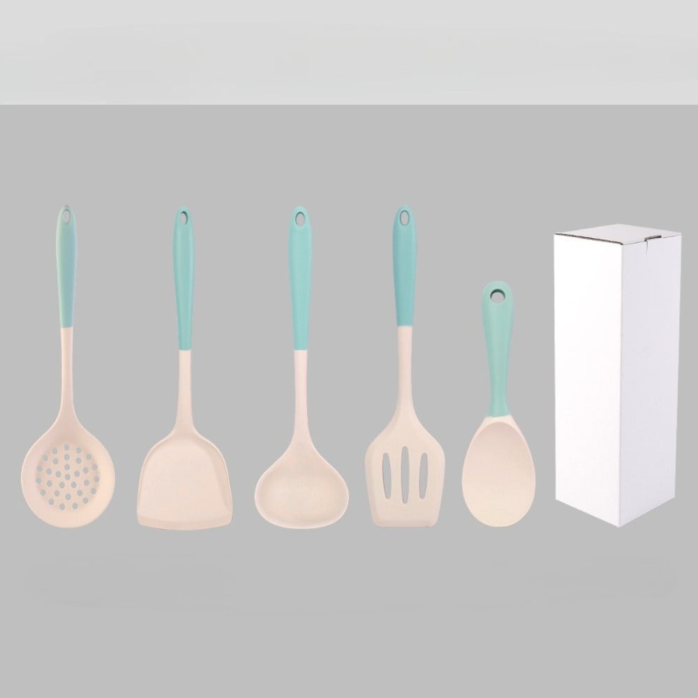 5pcs Silicone Kitchen Utensil Set | Non-Scratch Cooking Spatula and Spoon Set for Nonstick Cookware, Heat Resistant & Dishwasher Safe, Modern Minimalist INS Style Tools for Baking, Frying, Stirring