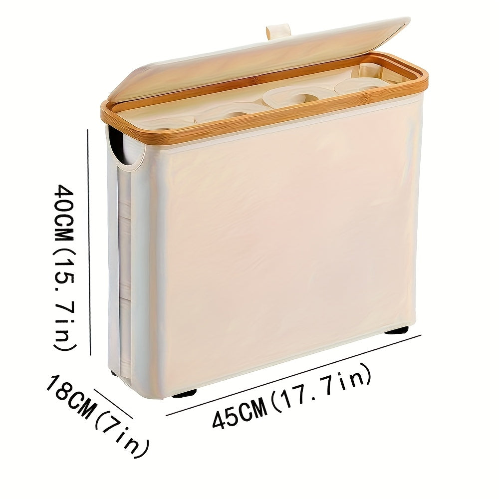 Modern Stackable Home Storage Bins – portable space-saving storage, Toilet Paper Basket Bamboo Toilet Paper Storage - Ultimate Bathroom Storage with Bamboo Lid, designed for American homes, daily convenience and practical gifting