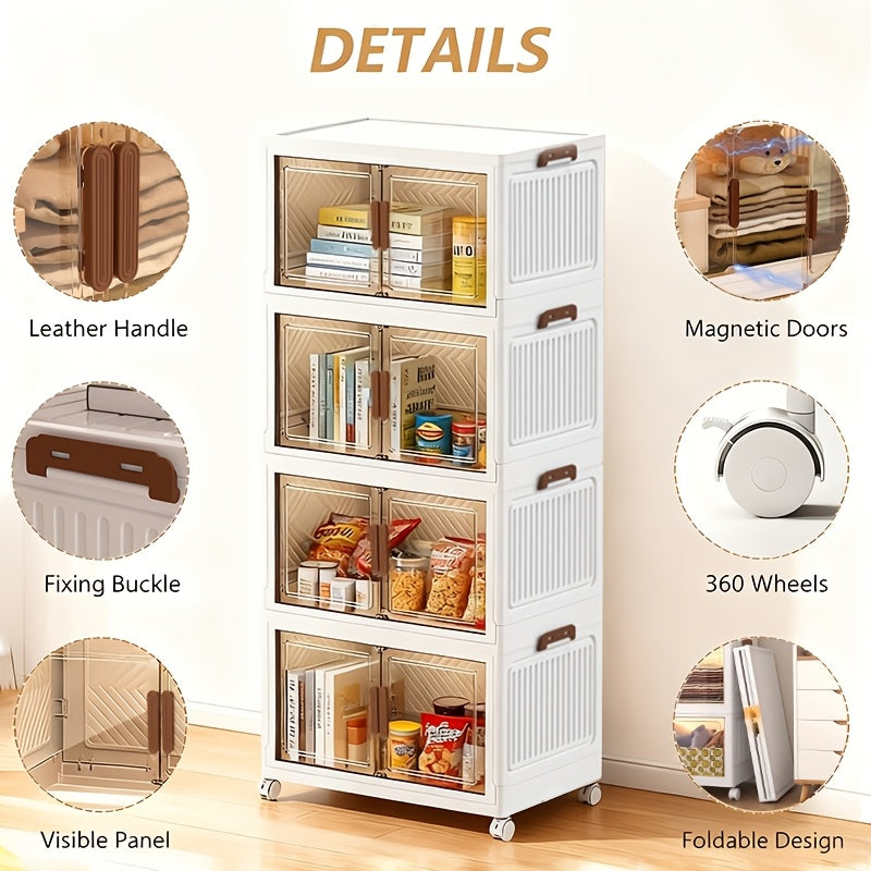 Space-Saving Stackable Home Storage Bins – portable space-saving storage, 1 2 3 4 5 Layers Collapsible Lockers Plastic Clutter Storage Boxes with Doors, designed for American homes, daily convenience and practical gifting