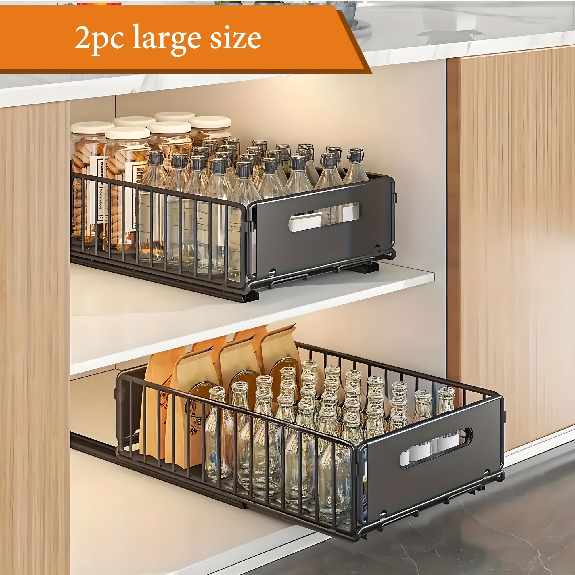 Storage Rack – Multi-Purpose 2pcs Adjustable Kitchen Storage Rack – multi-purpose organization, d