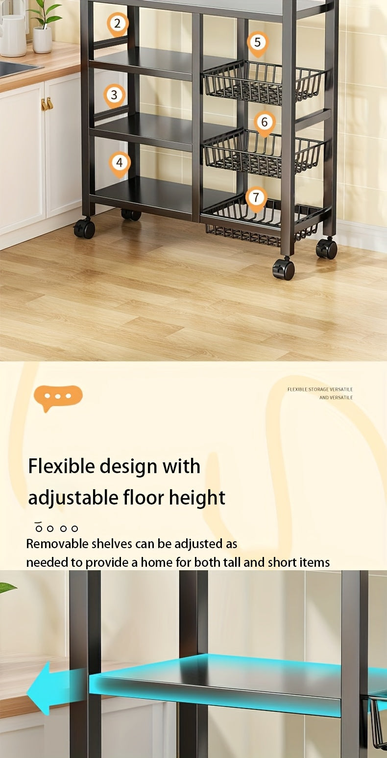 Smart 1pc Adjustable Home Storage Rack – durable multi-purpose storage, 1pc Movable Storage Rack Adjustable 4-Storey Kitchen Shelf with 3 Wire Baskets Kitchen Organizer, designed for American homes, daily convenience and practical gifting