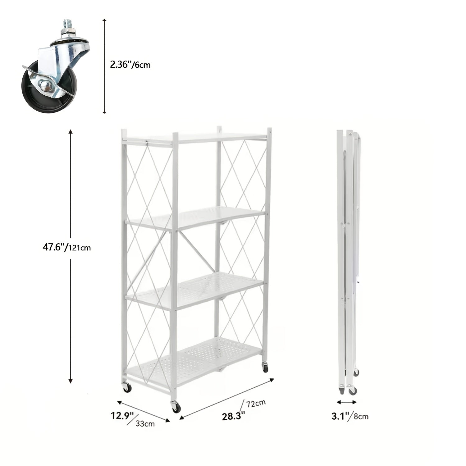 Storage Rack – 5 4 3-Tier Heavy-Duty Folding Storage Rack With Wheels - Portable Multi-Layer
