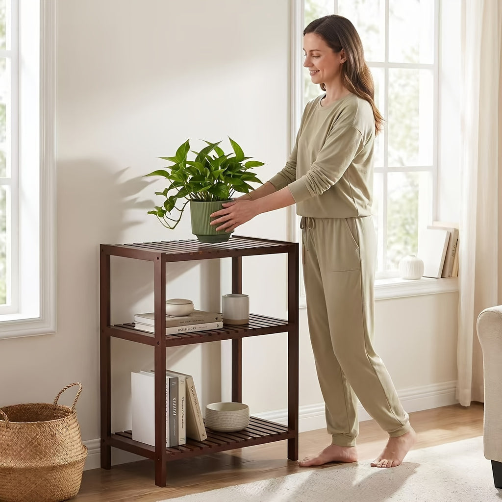Ladder Shelf, 3-Tier Shelf Stand, Display with Wide Storage Display Stand, Multifunction Standing Organizer Shelf for Home Office And Kitchen