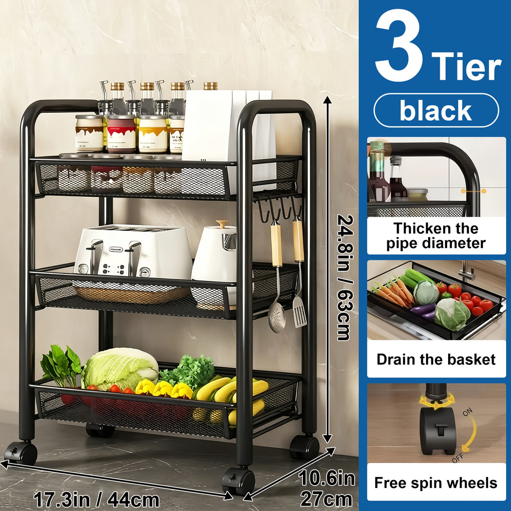 Heavy-Duty 3/4/5 Tier Adjustable Home Storage Rack – durable multi-purpose storage, 3 4 5 Tier Kitchen Dining Side Cart - Carbon Steel Storage Cart Multifunctional, designed for American homes, daily convenience and practical gifting