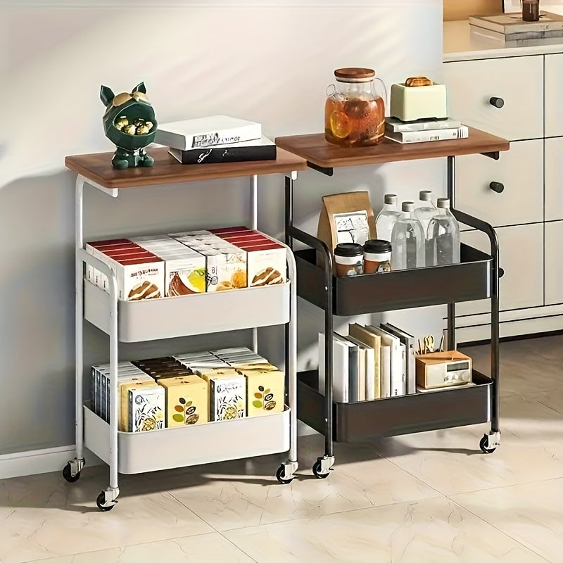3-Tier Heavy-Duty Metal Rolling Kitchen Cart with 3-Tier Shelves, Mobile Storage Cart Suitable for Small Spaces, Assembly, Space-Saving for Pantry, Apartment, - Sturdy Multi- Cart