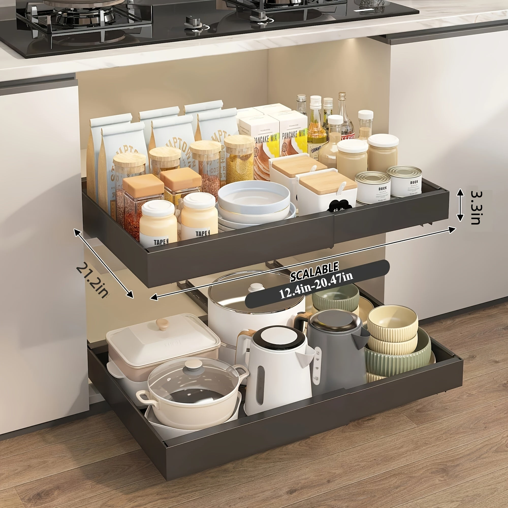 Home Organizer – 1 2 4pcs Expandable Pull-Out Cabinet Organizer 12 59-20 47 Inch Extendable