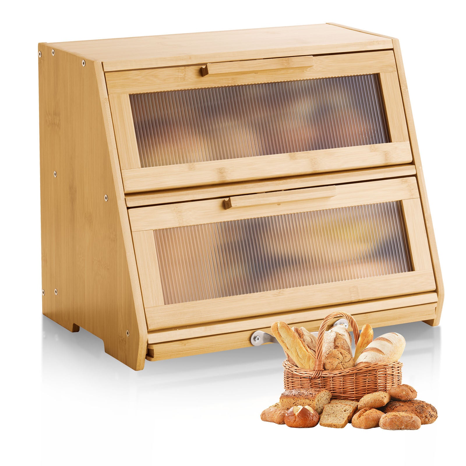 Home Organizer – fresh-bread countertop organization, VEVOR Bread Box for Kitchen Counter Large Cap