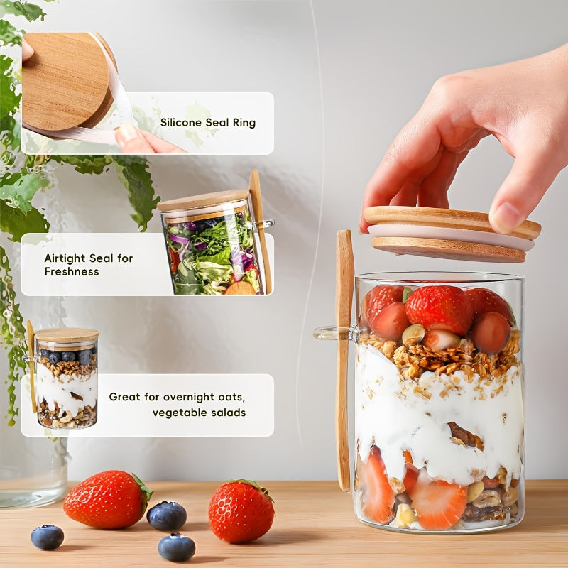 10pcs Glass Jars with Lids & Spoons - Airtight Sealed Containers Suitable for Spices, Salt, Sugar Storage, Lid & Spoon Lid for Camping, Picnic, BBQ, Restaurant Use - Tableware for and Commercial Use