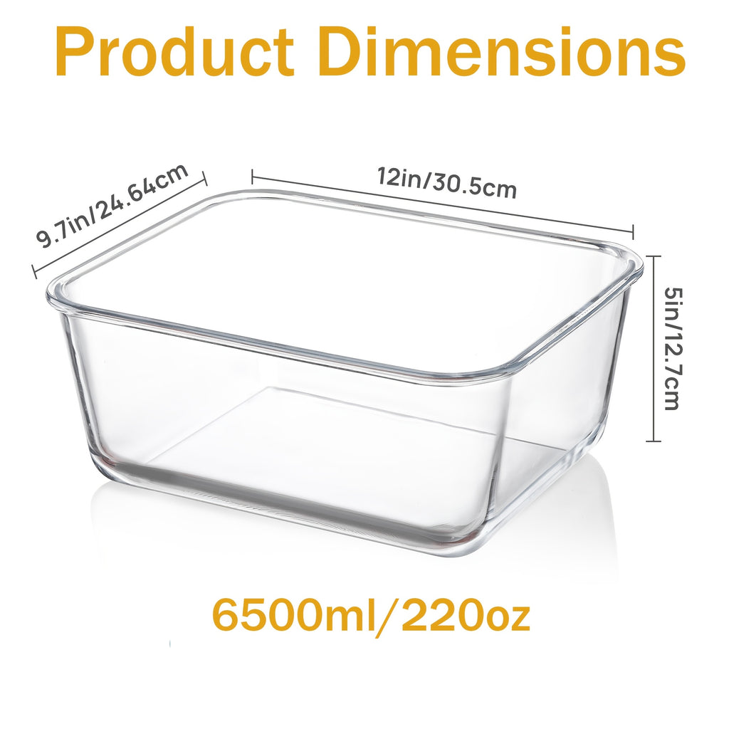 Space-Saving 220oz Kitchen Baking Dish Set – oven-ready cooking and serving, 220oz Extra Large Glass Food Storage Containers with Snap Airtight Lids for Roasting Turkey, designed for American homes, daily convenience and practical gifting