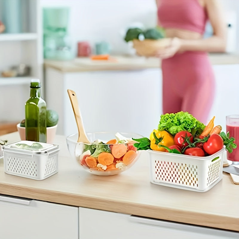 Versatile 6pcs Airtight Food Storage Containers – leak-resistant reusable meal prep, 6pcs 2 Crisperboxes 2 Drainbaskets 2-piecelid BPA-Free Plastic Food Storage Containers Set WithDrain Baskets, designed for American homes, daily convenience and prac
