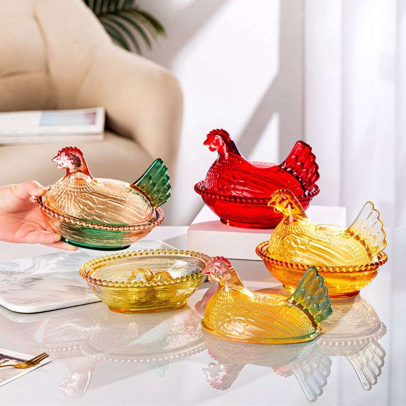 Smart Airtight Storage Jar Set – clear reusable pantry storage, Adorable Candy-Colored Chicken-Shaped Crystal Glass Storage Jar with Lid and Placemats - Perfect Table, designed for American homes, daily convenience and practical gifting