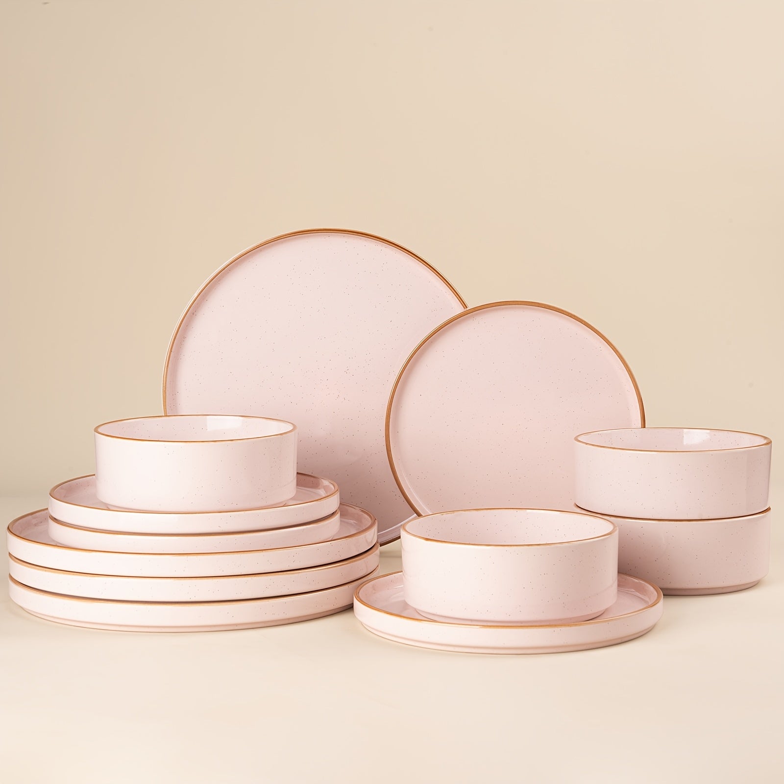 12pcs Stoneware Dinnerware Set for 4, Microwave And Dishwasher Safe