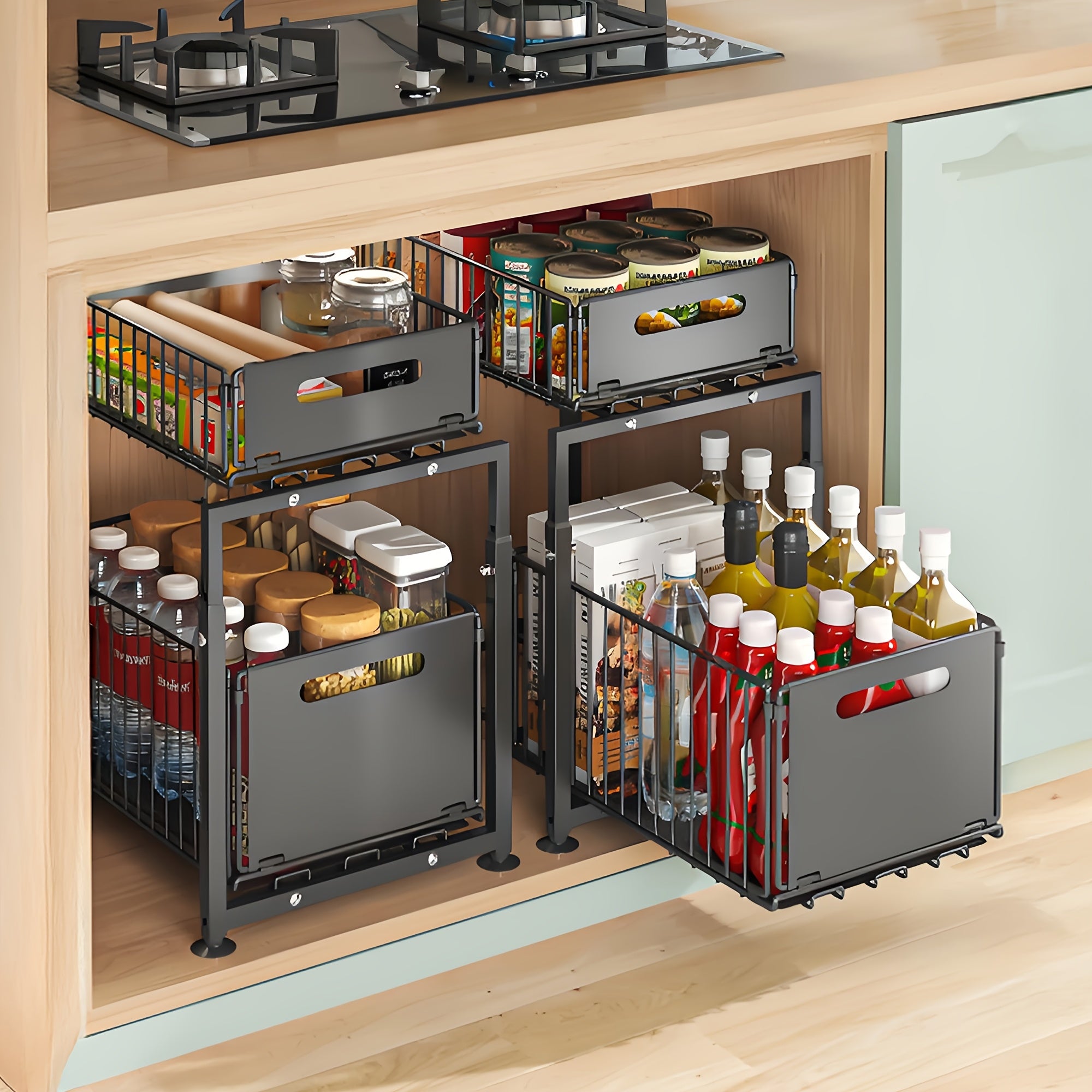 1 Pack Multi-Purpose Under Sink Organizers And Storage, 2 Tier Pull Out Cabinet Organizer Drawer, Sliding Shelf for Kitchen, Bathroom, Pantry, Dorm & Living Room, Home Storage Cabinet, Kitchen Sink Organizer, Bathroom Organizer Rack
