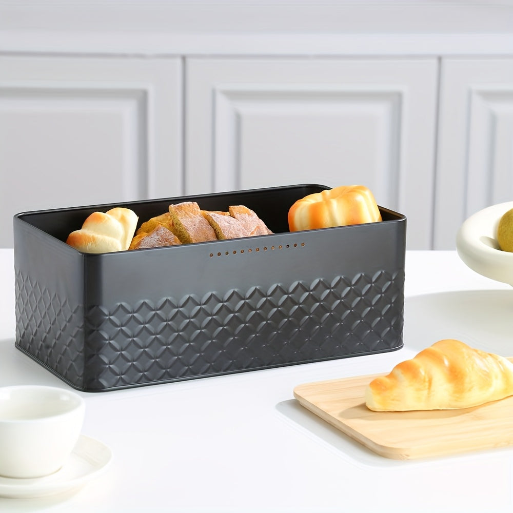 Compact Airtight Storage Jar Set – clear reusable pantry storage, Black Bread Bin with 3 Square Canisters, designed for American homes, daily convenience and practical gifting