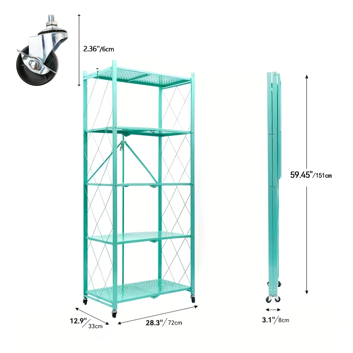 Storage Rack – 5 4 3-Tier Heavy-Duty Folding Storage Rack With Wheels - Portable Multi-Layer