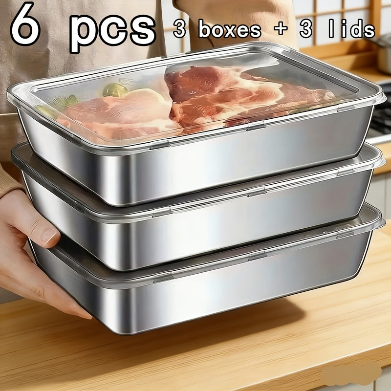 Easy-Access 18/12/6pcs Refrigerator Storage Organizer – easy-access fridge organization, 18 12 6pcs 9 6 3 Lids 9 6 3 Boxes Stainless Steel Food, designed for American homes, daily convenience and practical gifting