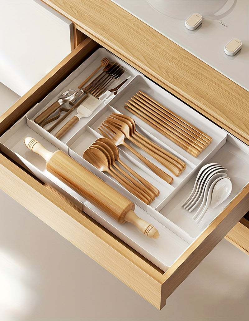 Heavy-Duty Stackable Storage Drawer – smooth-access cabinet organization, Adjustable Kitchen Utensil Tray with Expandable Drawer Organizer Ideal for Forks Spoons Knives And, designed for American homes, daily convenience and practical gifting