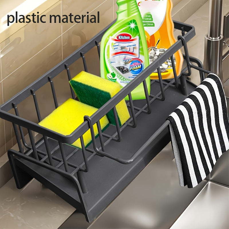 Kitchen Essential – Kitchen Sink Caddy with Drainage, Kitchen Sink Organizer with Removable Brush Holder, Sink Caddy with Drainage for Dishwashing Brush, Sponge, Soap And Scrubbing Additions