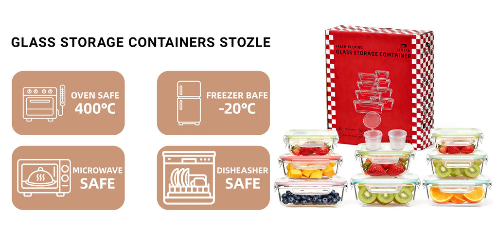 Smart 18pcs Glass Meal Prep Container Set – leak-resistant reusable meal prep, 18pcs 8 Lids 8 Containers 2 Spice Boxes Sealed Glass Food Storage Gift Box, designed for American homes, daily convenience and practical gifting