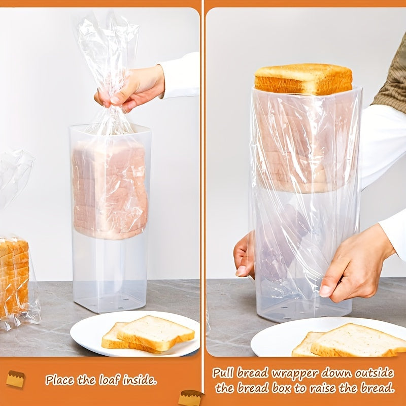 1pc Leak-proof and Reusable Plastic Storage Container | Multifunctional Transparent Sealing Box for Bread, Toast, Fruits, and Vegetables | Flip Top Closure, Rectangle Shape, Kitchen Storage and Additions