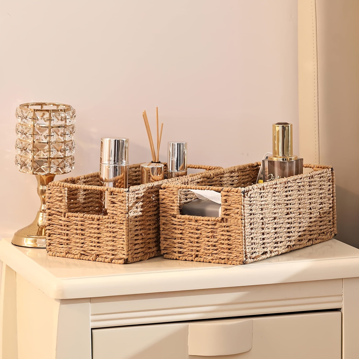 Premium 1/2/4 Pack Adjustable Home Storage Rack – durable multi-purpose storage, 1 2 4 Pack Boho Style Paper Rope Storage Baskets - Open-Top Woven Organizer, designed for American homes, daily convenience and practical gifting