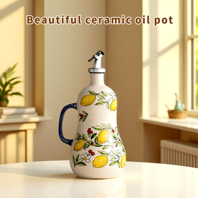 Space-Saving Reusable Drinkware Set – easy-access beverage storage, Ceramic Oil Bottles Ceramic Oil Pots Hand-Painted Ceramic Olive Oil Bottles with Handles Underglaze, designed for American homes, daily convenience and practical gifting