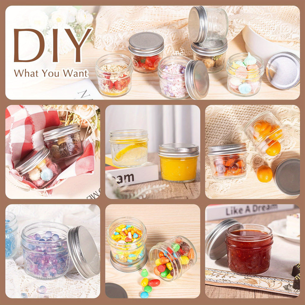 Modern 4oz Glass Spice Jar Set – clear reusable pantry storage, Amzcku 4oz Glass Mason Jars with Regular Mouth Lids - 24-Pack Glass Canning Jars, designed for American homes, daily convenience and practical gifting