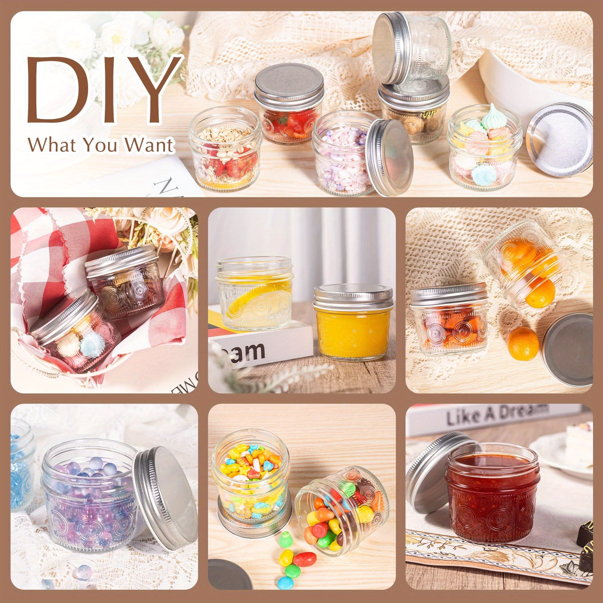 Modern 4oz Glass Spice Jar Set – clear reusable pantry storage, Amzcku 4oz Glass Mason Jars with Regular Mouth Lids - 24-Pack Glass Canning Jars, designed for American homes, daily convenience and practical gifting