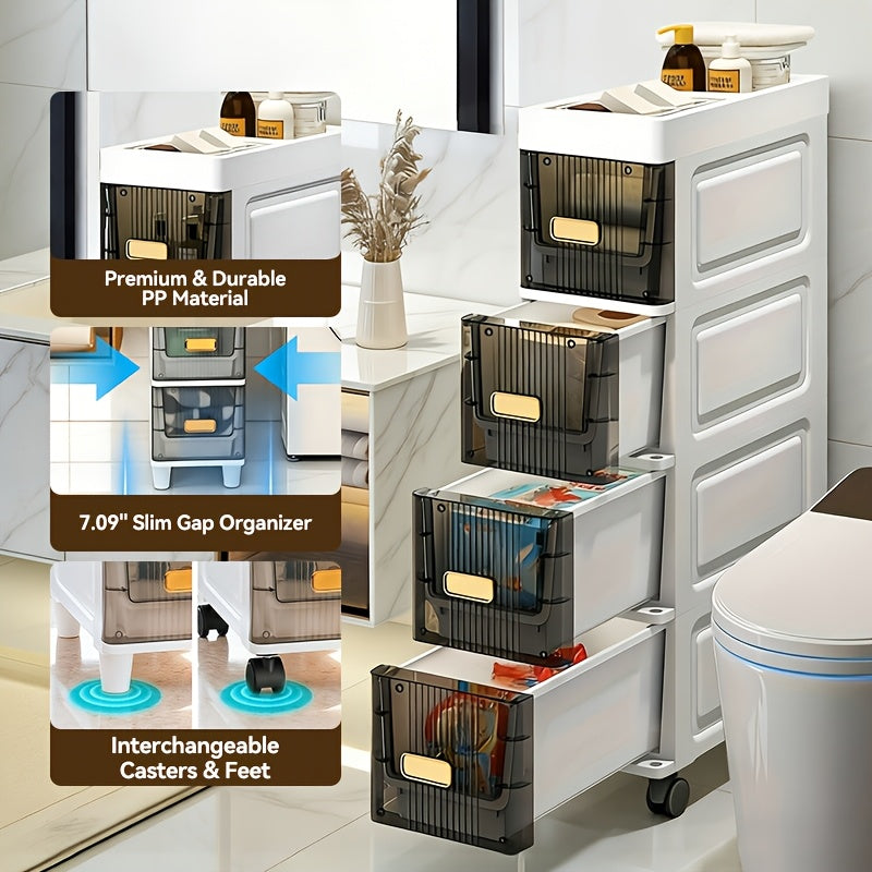 Area Rug – Deluxe Slim Storage Cabinet with Drawers - Durable Waterproof PP Material
