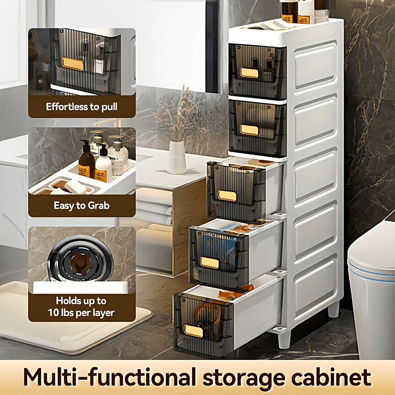 Compact Pull-Out Cabinet Organizer – smooth-access cabinet organization, Deluxe Slim Storage Cabinet with Drawers - Durable Waterproof PP Material Multi-Purpose Organizer with, designed for American homes, daily convenience and practical gifting