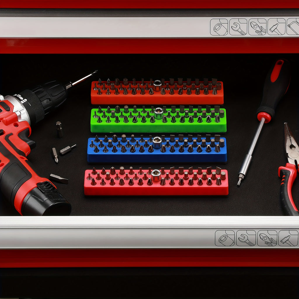 3pcs/4pcs 1/4" Magnetic Hex Bit Holder Rack Organizer, 129/172 Holes, 1/4-Inch Drill Bit Holder, 3 Racks/ 4 Racks, Magnetic Bit Holder with Magnet Base for Screwdriver Bits, 43 Holes Bit Storage with Strong Magnetic Base