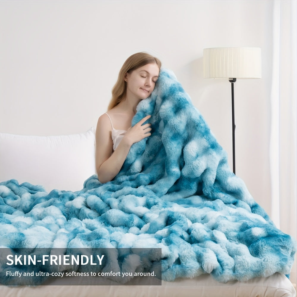Throw Blanket – 1pc Orhopui Faux Rabbit Fleece Blanket, Soft Warm Throw Blanket, For Bedroom Guest
