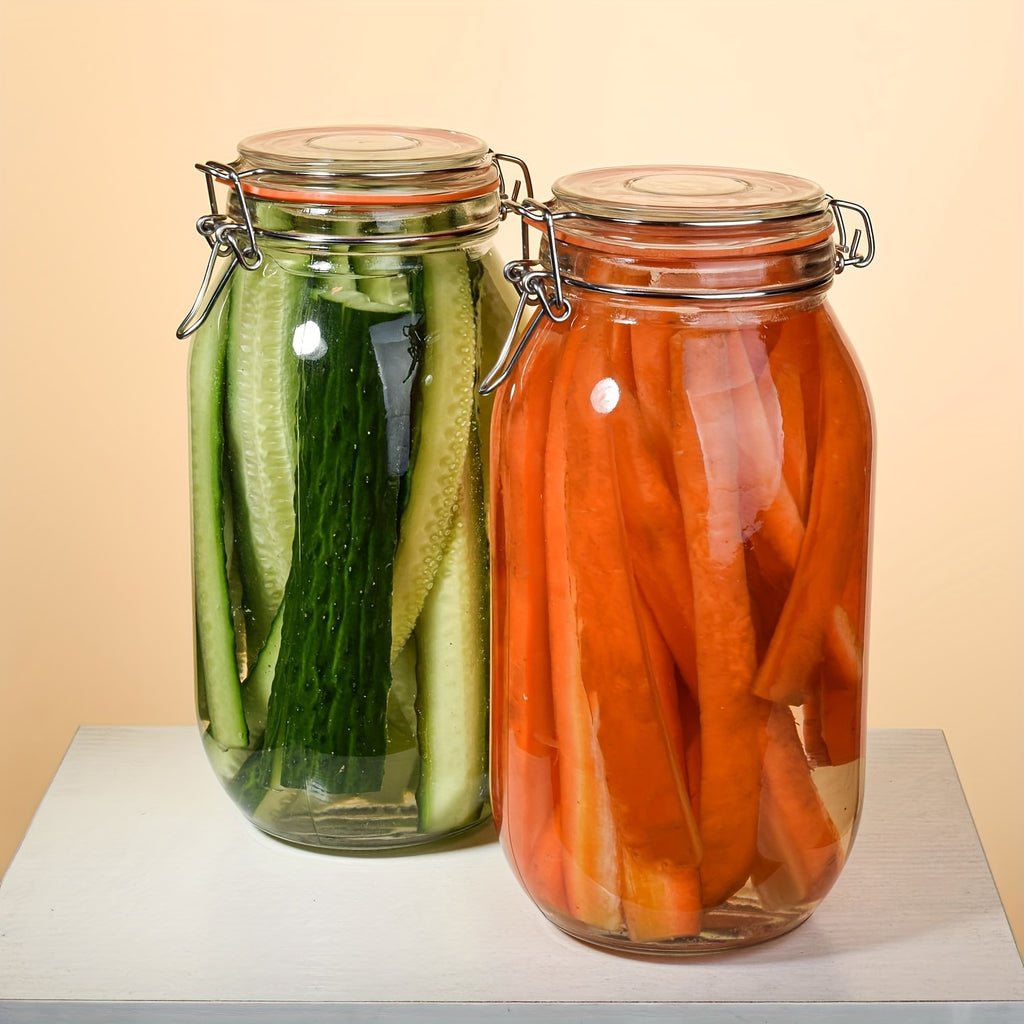 Heavy-Duty 3pcs Mason Jar Set – clear reusable pantry storage, 3pcs Half-Gallon Glass Mason Jars with Airtight Lids 64-Ounce Wide Mouth for Pickling Canning, designed for American homes, daily convenience and practical gifting