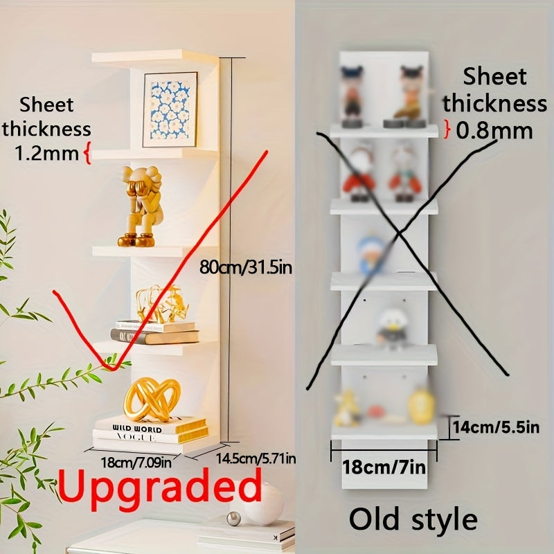 Upgraded/New Thickened Five-layer Suspended Wall Rack, Wall-mounted Storage Rack, Wall Decorative Items, Space-saving Wall Storage Rack, Easy to Install, 31.5 Inches High, Suitable for Bedrooms And Living Rooms - A Practical Wall-mounted Rack