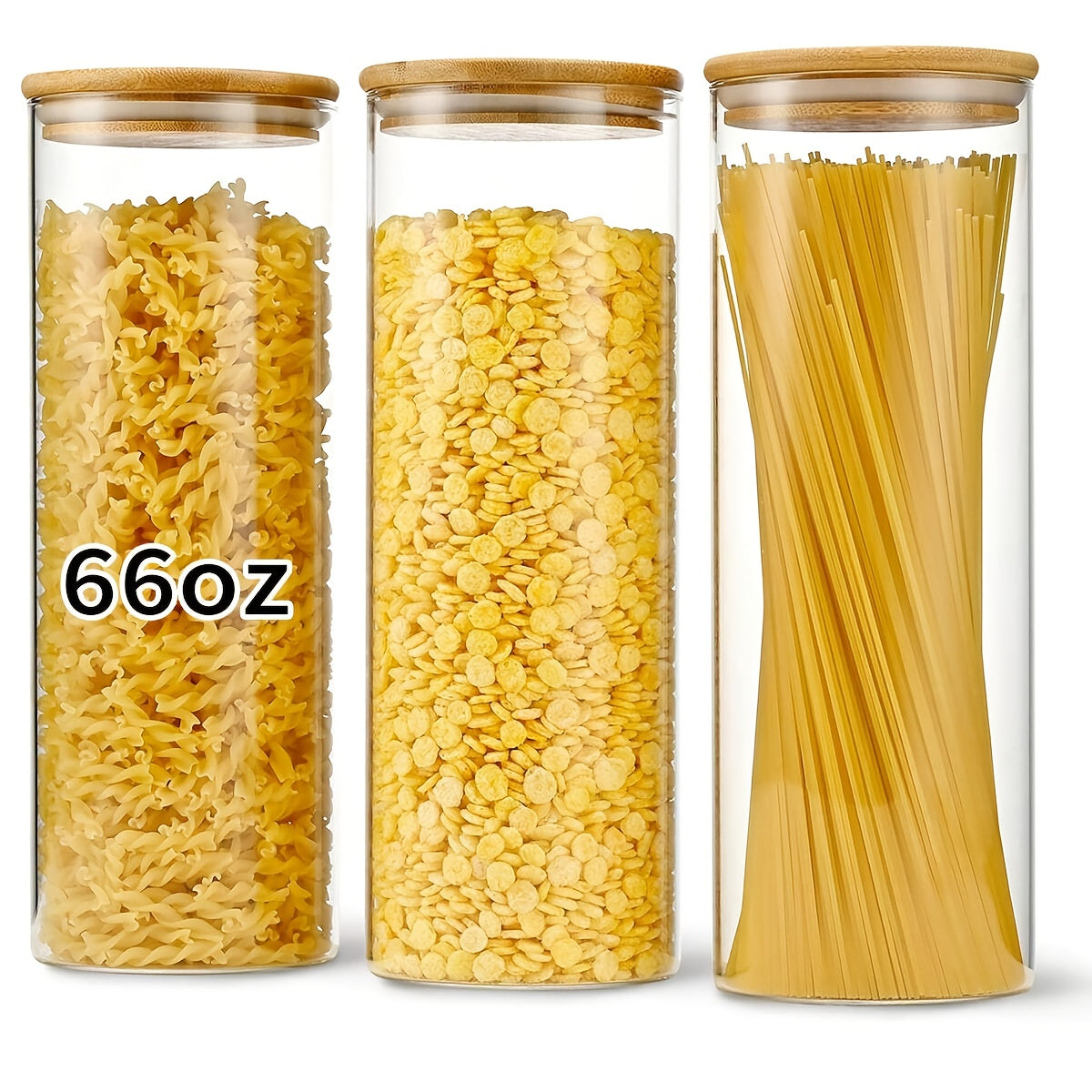 Food Storage Containers – 3 6pcs Glass Food Storage Jars With Lids 66OZ 1400ML Large Capacity Perfect